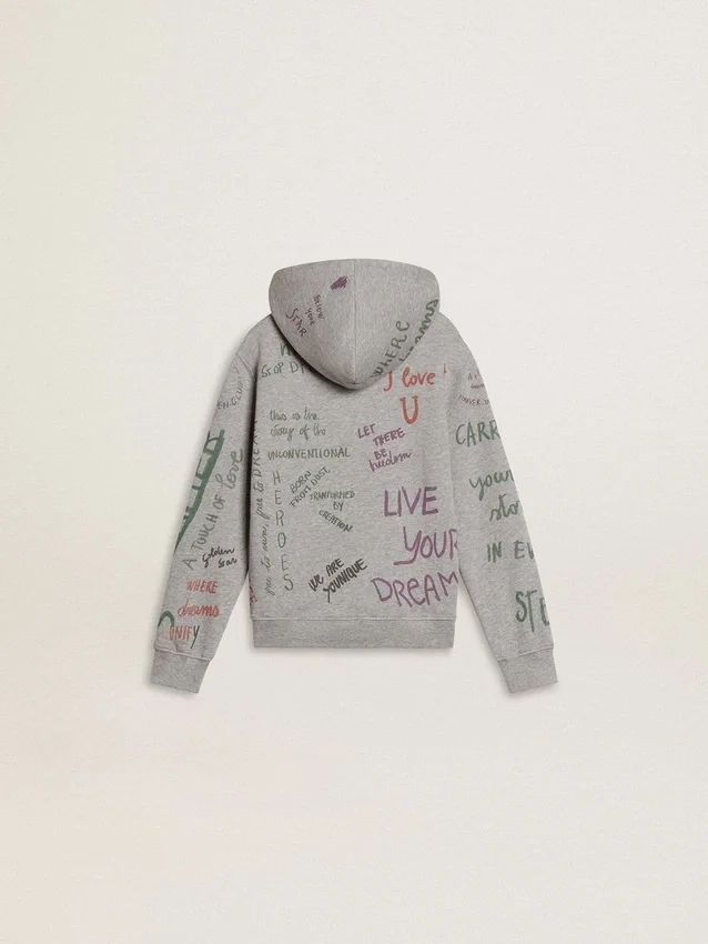 Sweat-shirt gris pour enfant avec lettrage imprimé multicolore