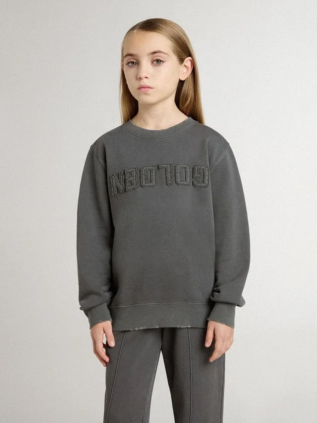 Sweat-shirt gris pour enfant avec logo en relief