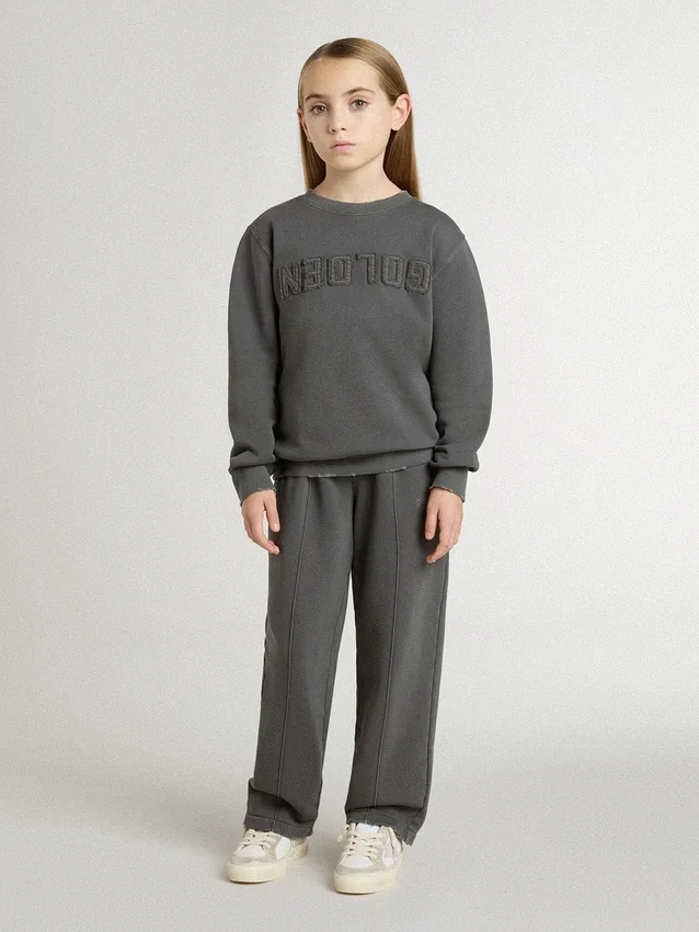 Sweat-shirt gris pour enfant avec logo en relief