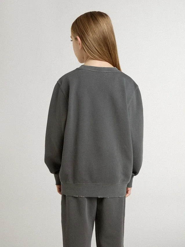 Sweat-shirt gris pour enfant avec logo en relief