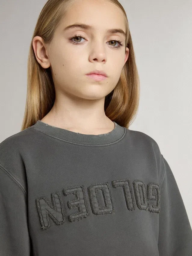 Sweat-shirt gris pour enfant avec logo en relief