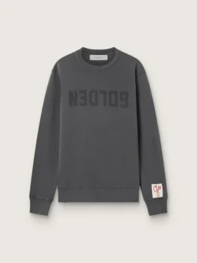 Sweat-shirt gris pour homme avec logo et effet vieilli