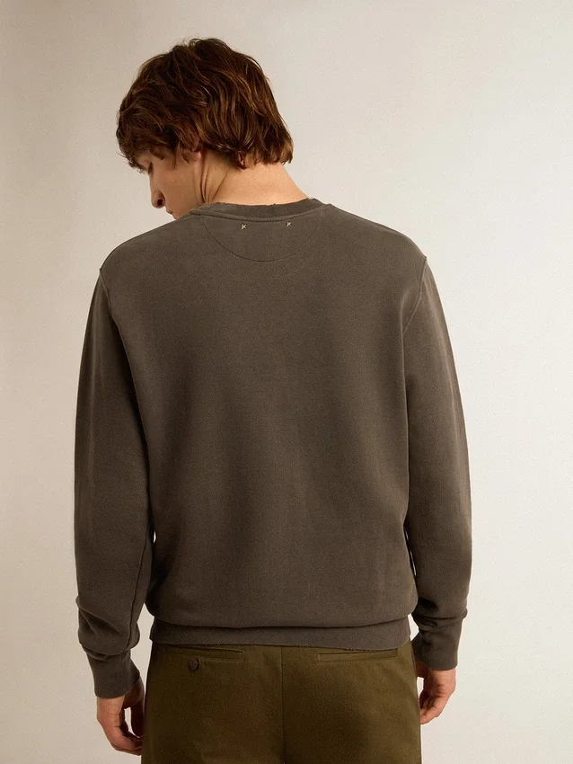 Sweat-shirt gris pour homme avec logo et effet vieilli