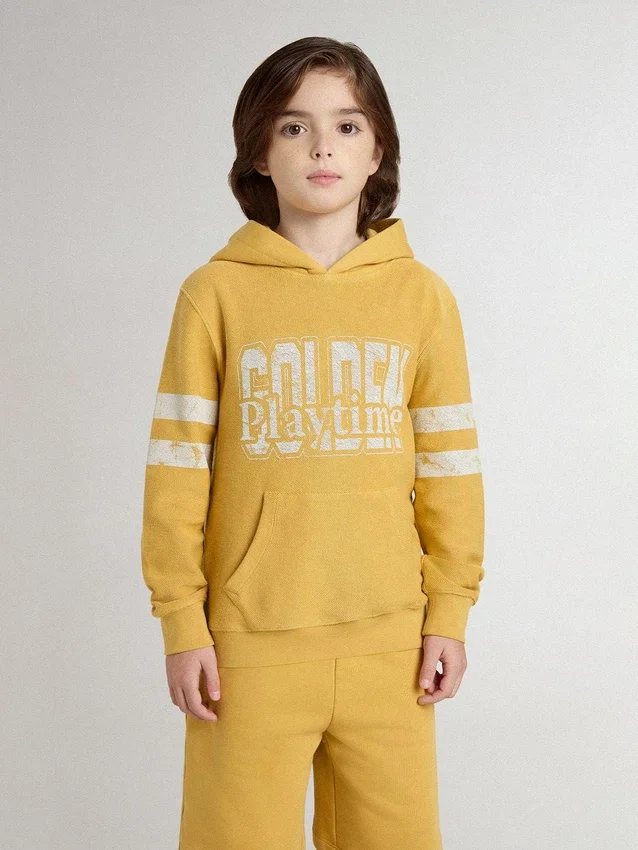 Sweat-shirt jaune pour enfant avec imprimé vintage