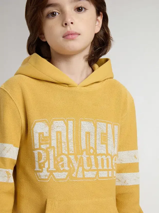 Sweat-shirt jaune pour enfant avec imprimé vintage