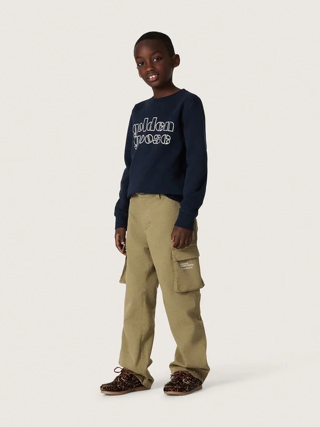Sweat-shirt Journey pour garçon en mélange de coton bleu avec logo contrasté