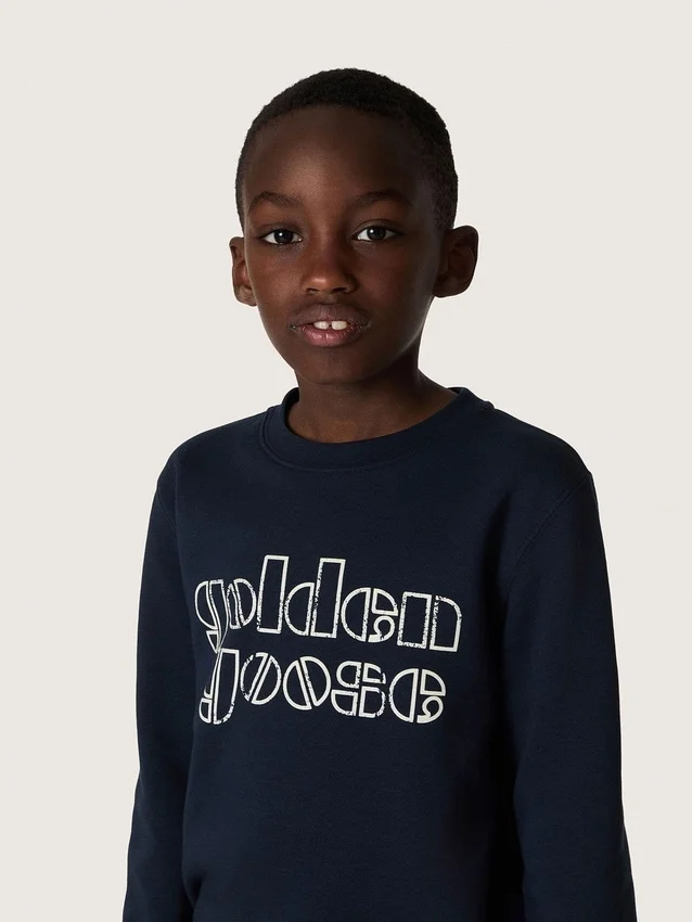 Sweat-shirt Journey pour garçon en mélange de coton bleu avec logo contrasté