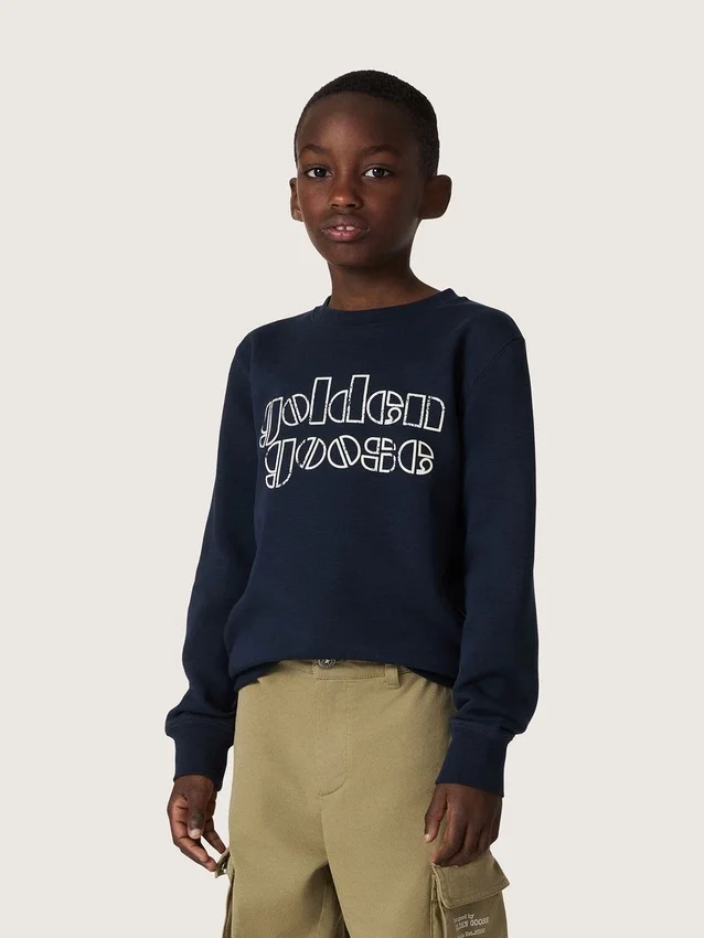 Sweat-shirt Journey pour garçon en mélange de coton bleu avec logo contrasté
