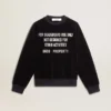 Sweat-shirt noir à col rond avec lettrage brodé