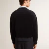 Sweat-shirt noir à col rond avec lettrage brodé