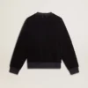 Sweat-shirt noir à col rond avec lettrage brodé