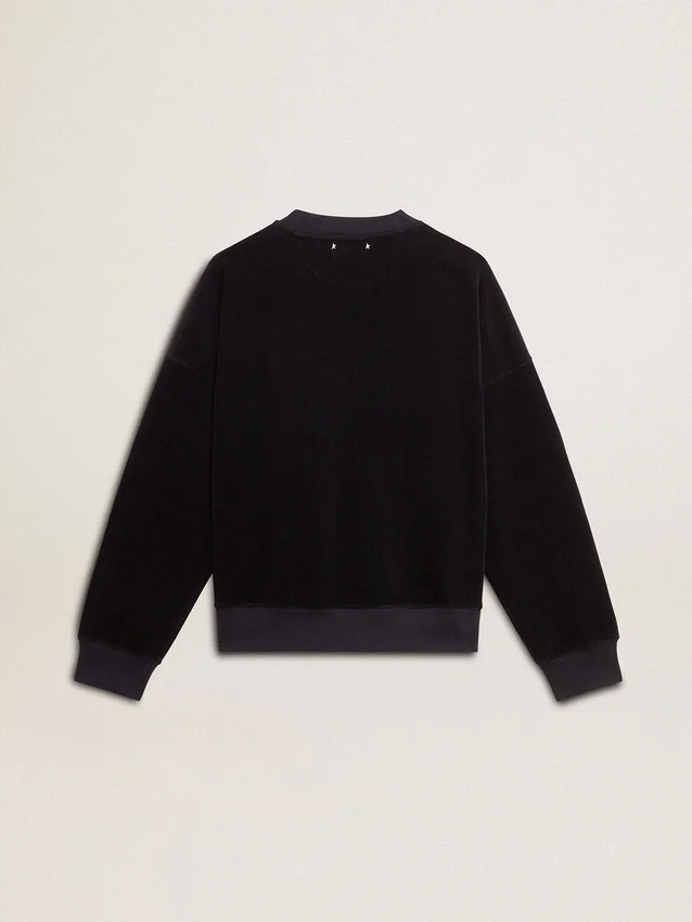 Sweat-shirt noir à col rond avec lettrage brodé
