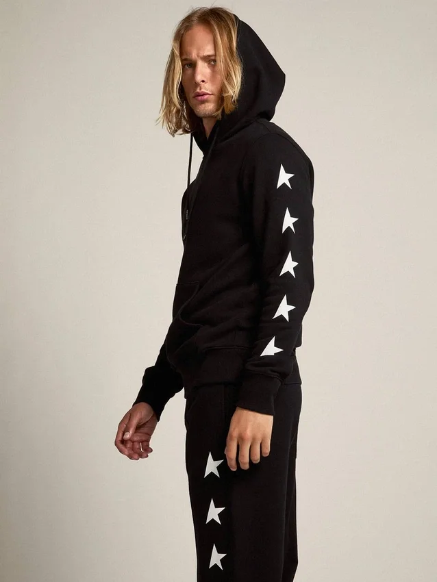 Sweat-shirt noir de la Star Collection avec des étoiles blanches contrastantes