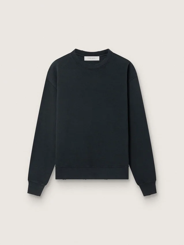 Sweat-shirt noir délavé avec logo inversé dans le dos - Collection Jersey Capsule