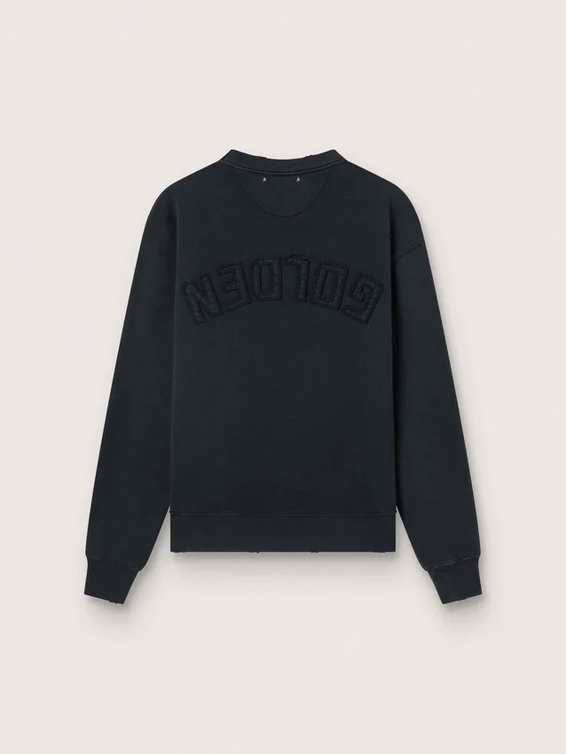 Sweat-shirt noir délavé avec logo inversé dans le dos - Collection Jersey Capsule