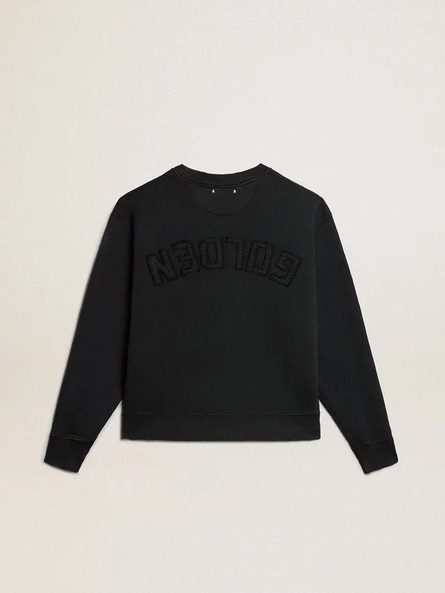 Sweat-shirt noir délavé avec logo inversé dans le dos - Collection Jersey Capsule