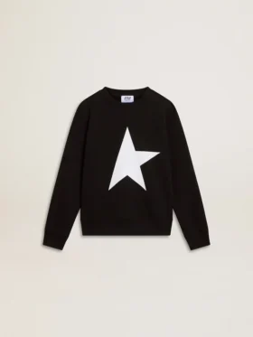 Sweat-shirt noir pour garçon avec une grande étoile blanche sur le devant