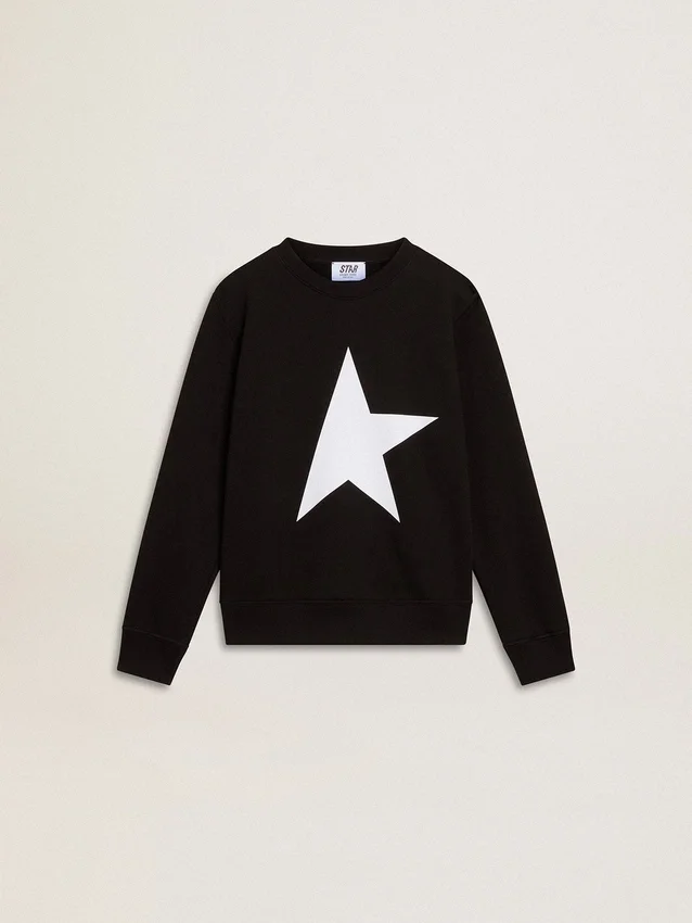 Sweat-shirt noir pour garçon avec une grande étoile blanche sur le devant