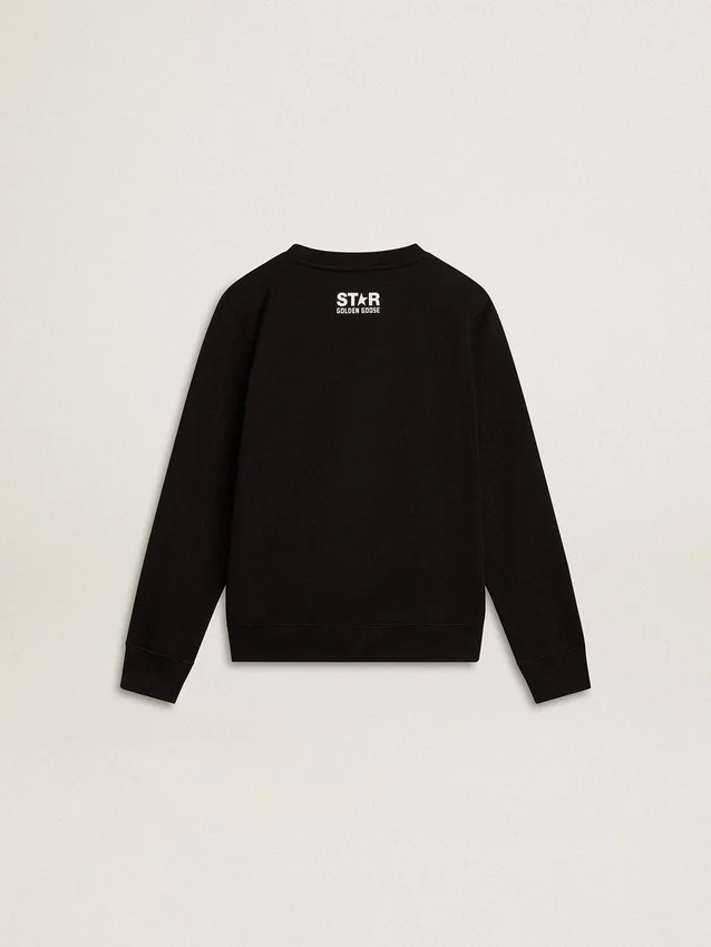 Sweat-shirt noir pour garçon avec une grande étoile blanche sur le devant
