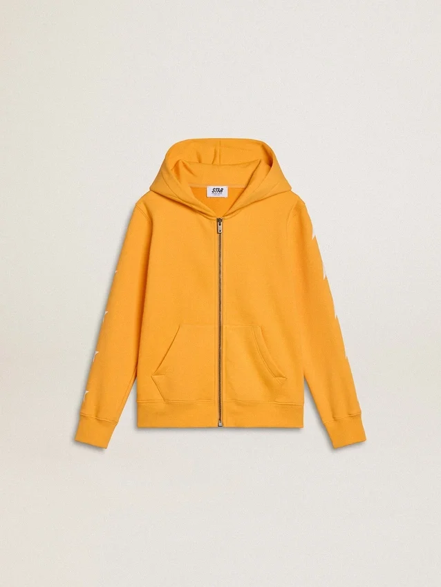Sweat-shirt orange pour garçons avec fermeture à glissière