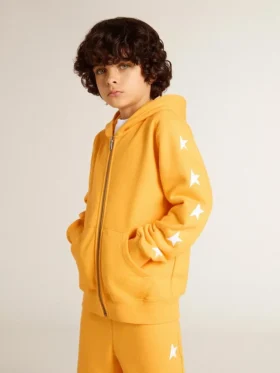 Sweat-shirt orange pour garçons avec fermeture à glissière