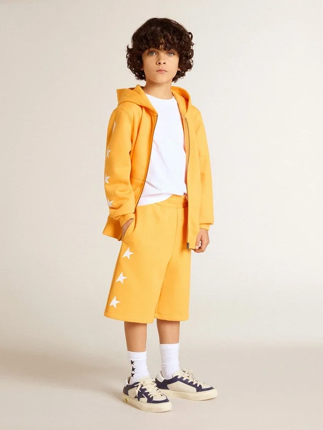 Sweat-shirt orange pour garçons avec fermeture à glissière