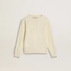 Sweat-shirt pour fille de couleur crème avec inscription en patch