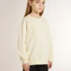 Sweat-shirt pour fille de couleur crème avec inscription en patch