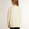 Sweat-shirt pour fille de couleur crème avec inscription en patch