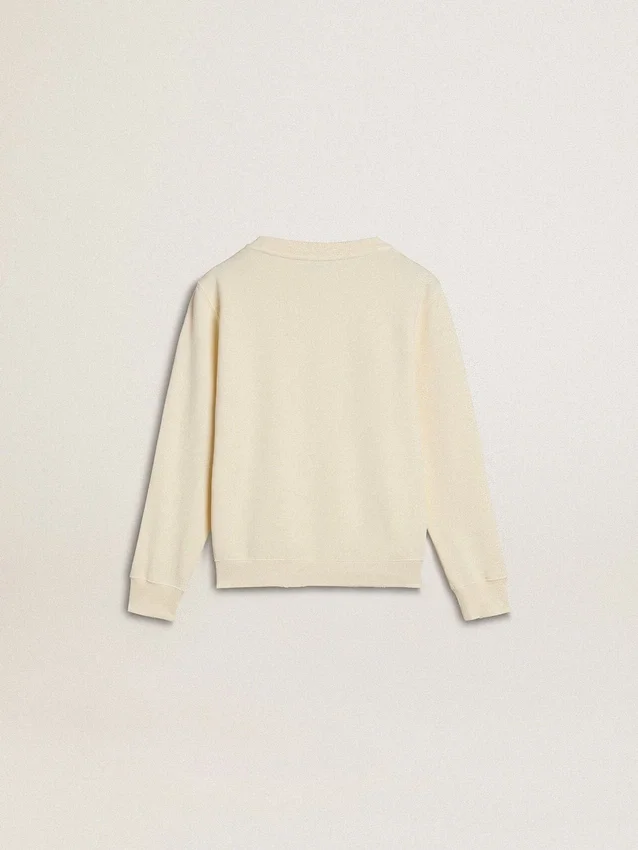 Sweat-shirt pour fille de couleur crème avec inscription en patch