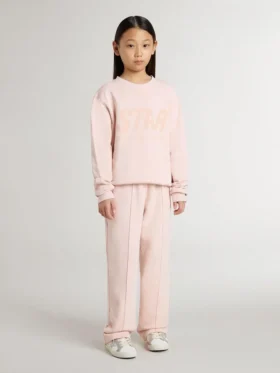 Sweat-shirt rose pour filles avec inscription rose sur le devant