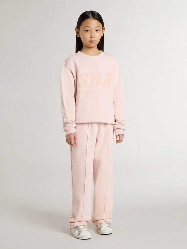Sweat-shirt rose pour filles avec inscription rose sur le devant