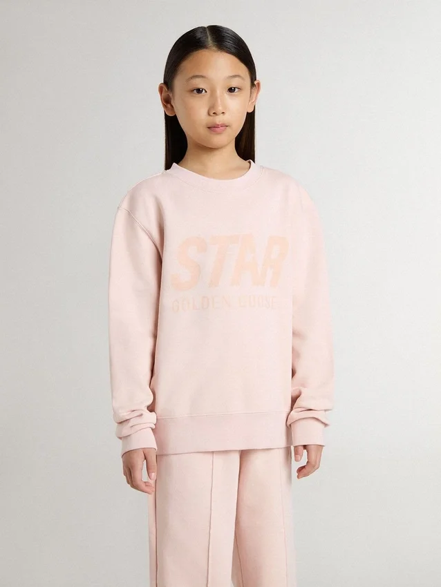 Sweat-shirt rose pour filles avec inscription rose sur le devant