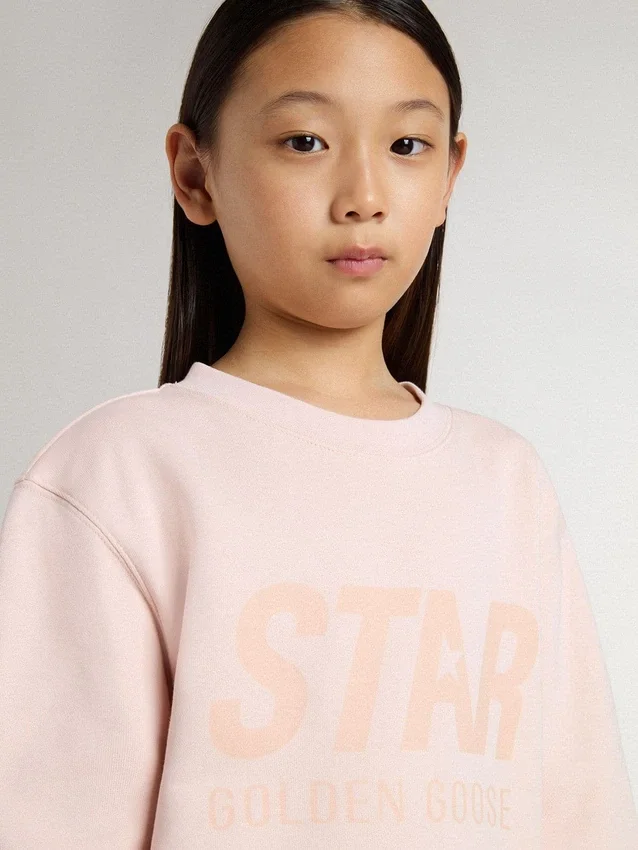Sweat-shirt rose pour filles avec inscription rose sur le devant