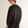 Sweat-shirt unisexe en coton noir délavé avec logo brodé