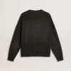 Sweat-shirt unisexe en coton noir délavé avec logo brodé