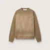 Sweat-shirt unisexe en coton vert militaire à l’aspect délavé avec logo brodé