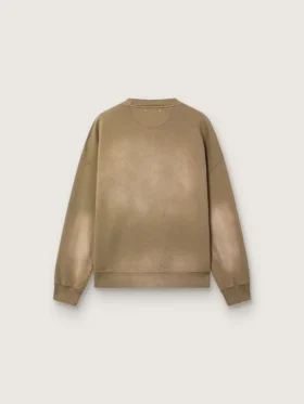 Sweat-shirt unisexe en coton vert militaire à l’aspect délavé avec logo brodé