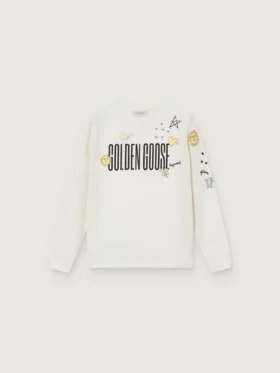 Sweat-shirt unisexe Journey en mélange de coton blanc avec imprimé griffonné