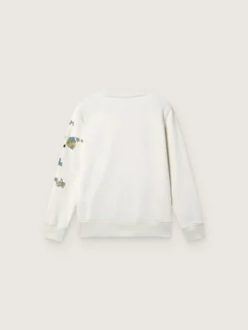 Sweat-shirt unisexe Journey en mélange de coton blanc avec imprimé griffonné