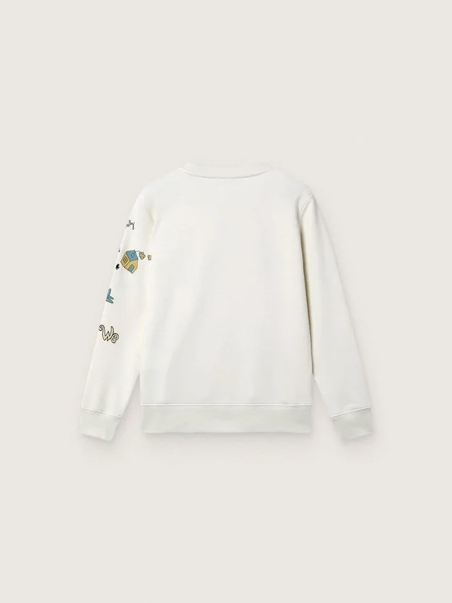Sweat-shirt unisexe Journey en mélange de coton blanc avec imprimé griffonné