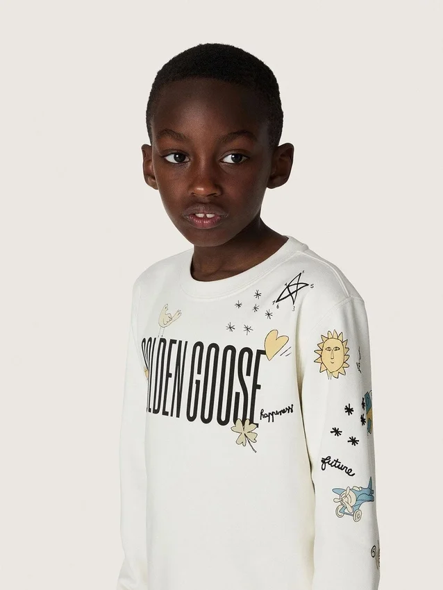 Sweat-shirt unisexe Journey en mélange de coton blanc avec imprimé griffonné