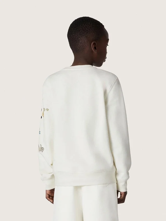 Sweat-shirt unisexe Journey en mélange de coton blanc avec imprimé griffonné