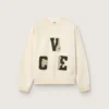 Sweat-shirt unisexe Star en coton, blanc vintage, avec écussons brodés VCE