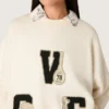 Sweat-shirt unisexe Star en coton, blanc vintage, avec écussons brodés VCE