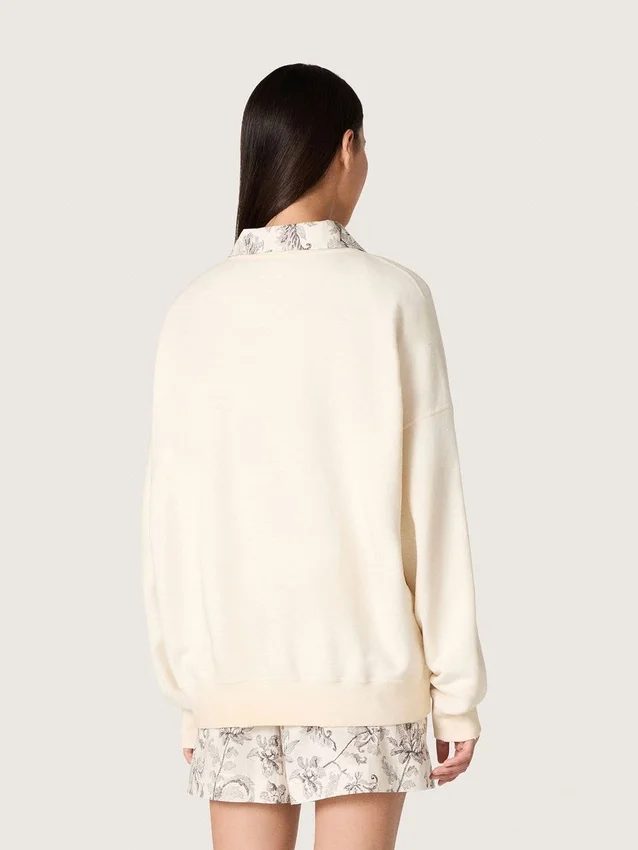 Sweat-shirt unisexe Star en coton, blanc vintage, avec écussons brodés VCE