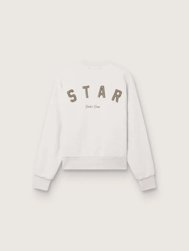 Sweat-shirt unisexe Star en coton gris avec broderies et cristaux