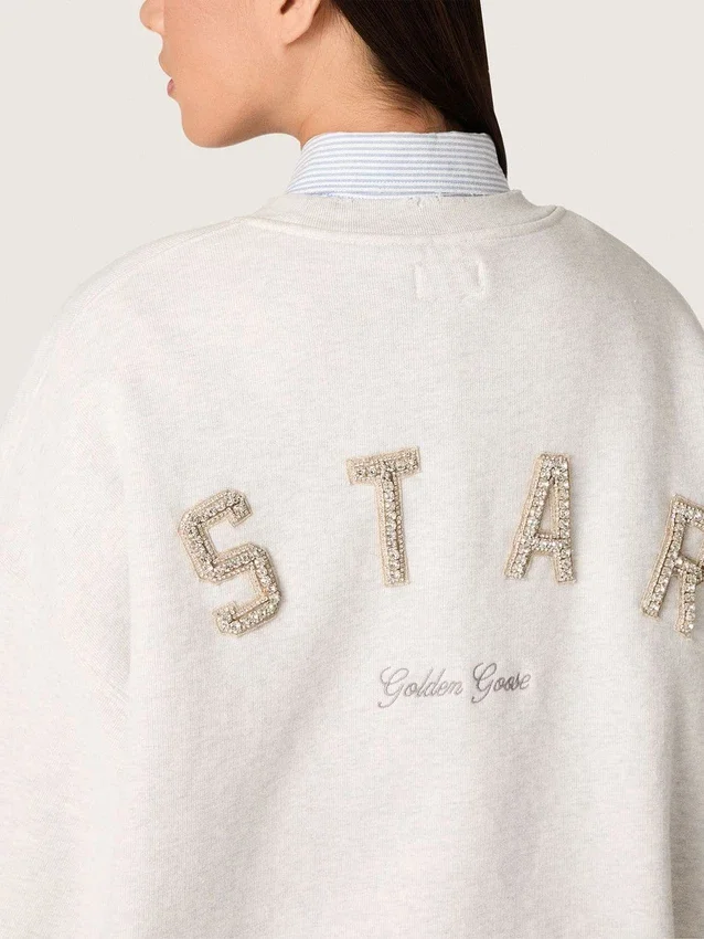 Sweat-shirt unisexe Star en coton gris avec broderies et cristaux