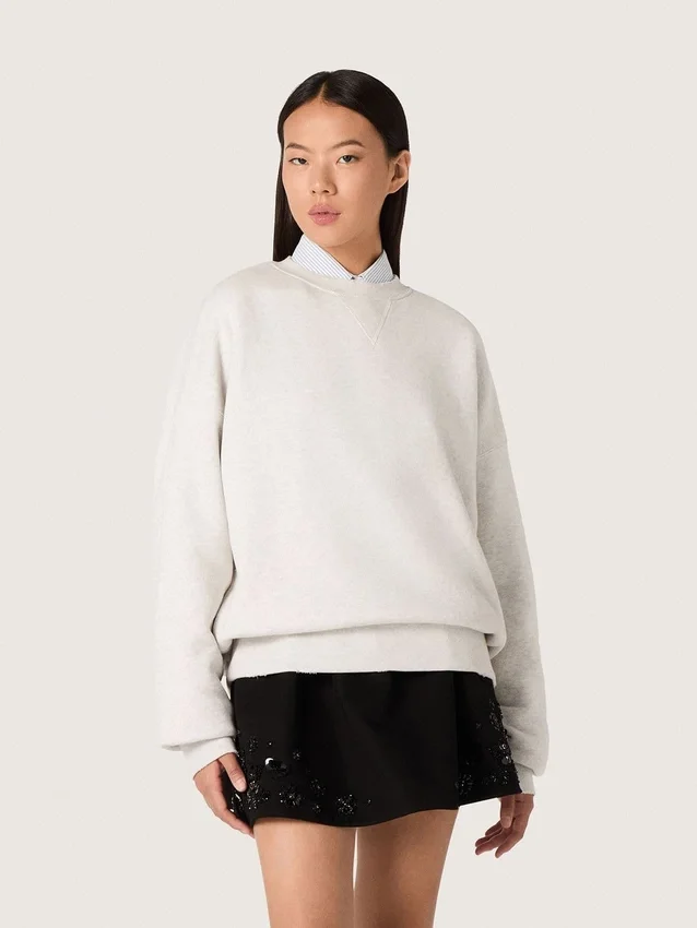 Sweat-shirt unisexe Star en coton gris avec broderies et cristaux