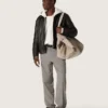 Blouson aviateur pour homme en cuir nappa bordeaux